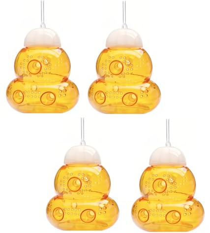 Naturii Trappola Big per Vespe e Calabroni Riutilizzabile – Set da 4 Pezzi Ø13x15h cm con Istruzioni e Ricette per Esca – Sicura per Api, per Esterni e Giardini