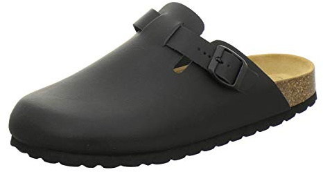 AFS-Schuhe 3900 Zoccoli Uomo Comode Pantofole in Pelle Made in Germany, Nero liscio, 43 EU