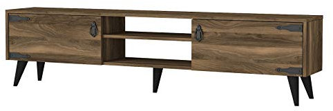 Alphamoebel 4739 Anthes TV Lowboard Sideboard Anbauwand, Metallgriffe, Walnuss, Wohnzimmer, Holz, Korpus eigenes Design, 180 x 41 x 30 cm