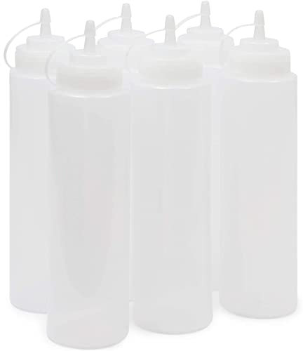 Juvale Plastic Condiment Squeeze Bottles (Clear, 946 ml, 6 Pack)