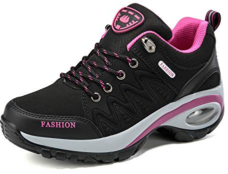 QZBAOSHU Damen Abnehmen Walkingschuhe Turnschuhe Fitness Keile Plattform Schuhe Sneakers (40 EU,Schwarz Luftkissen)