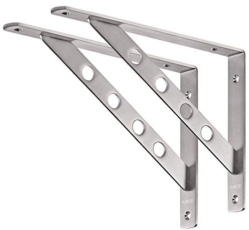 YUMORE Schwerlastkonsole 300 x 200mm Regalträger Schwerlast Edelstahl Regalwinkel 90 Grad Wandhalterungen Tischhalter für Bänke Regale Wandmontage Halterungen, Kapazität 200Kg [2er-PACK]