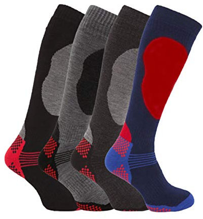 i-Smalls 4 Pairs Mens Long Hose High Performance Ski Socks EUR (45-47) UK (11-13) Assorted