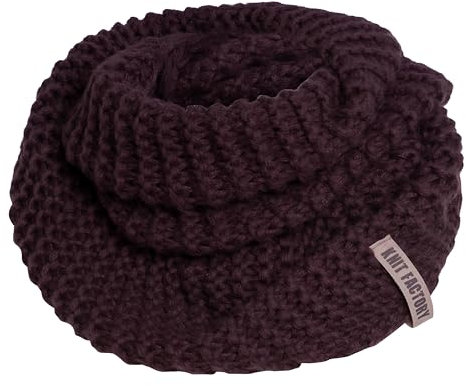 KNIT FACTORY - Alex Loop Schal - Schlauchschal - Winterschal - Rundschal - Herrenschal - Damenschal - Wollschal - Grob gestrickten Rippenmuster - Für Damen und Herren - Aubergine