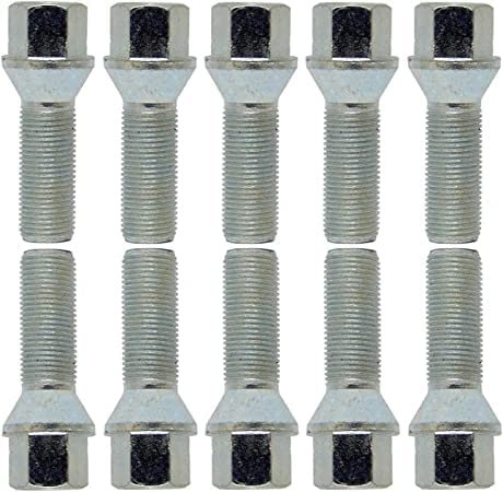 TRACER 10 tornillos de rueda para pernos de rueda, casquillo cónico, color plateado M12 x 1,5 35 mm