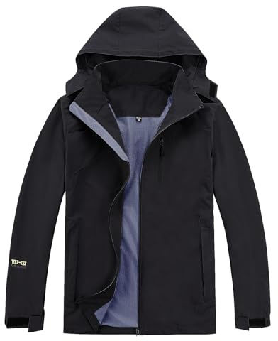 Ynport Crefreak Hombre Chaqueta Impermeable Para lluvia al Aire Libre Impermeable Impermeable Traje de lluvia a Prueba de Viento con Capucha Desmontable y Bolsillo con Cremallera