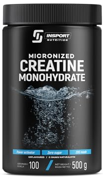 INSPORT Nutrition - Micronized Creatine Monohydrate - Développement de la masse musculaire - Supplément Sportif Professionnel - 100 Portions - 500g Poudre - Goût : (Sans saveur)