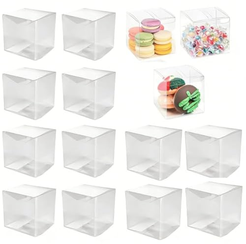 YOUNTHYE 40 pezzi Scatola regalo trasparente 10x10x10cm Scatola regalo trasparente piccola scatola regalo quadrata in PVC Scatole bomboniere per feste, compleanni, dolci