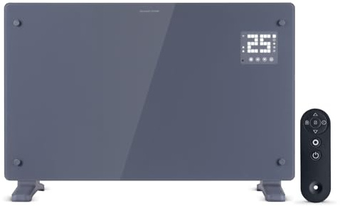 Devola Wifi Enabled Smart Electric Glass Panel Heater 2000W | Wall Mounted Radiator & Free Standing Low Energy Heater, Works With Alexa | Lot 20 complaint, DVPW2000G (2000, Watts)