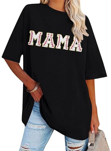 Baseball Shirt Women Baseball Mom Tops Sports Fan Gift Clothes Black