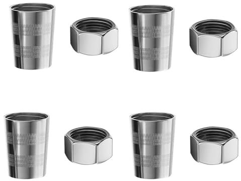 Lot de 4 adaptateurs de pommeau de douche en acier inoxydable - 4 raccords de tuyau de douche - Écrou - Raccord d'entrée de douche pour conversion de tuyau de douche
