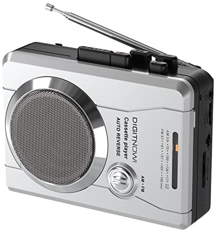 Lecteur Cassette Portable, Radio AM FM Vintage, Lecteur de Cassette Compact stéréo avec Haut-Parleur et Microphone intégrés