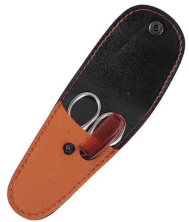 minkissy 2-Teiliges Set Bartschneider Braue Trimmer Bausatz haarschneidemaschin lockenmittel haarstick Lederscheide akkuratsche bartpflege bartwichse schnurrbart Schnurrbartschere