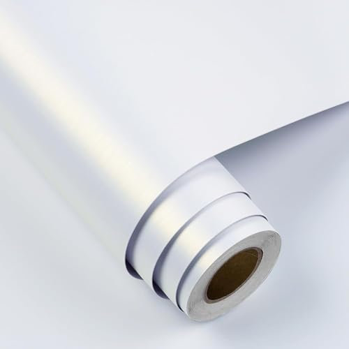 FunStick Carta da Parati Adesiva Armadio Tavolo Carta Adesiva per Mobili Bianco Spazzolato Paraschizzi Cucina Pellicola Adesiva Effetto Metallo Acciaio Inox Rivestimento Adesivo Lavastoviglie 40CM×2M