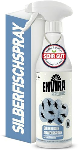 Envira Silberfisch-Spray 500 ml - Hochwirksames Abwehrspray gegen Silberfische & Papierfische mit Langzeitwirkung - Effektive Alternative zu Falle & Köderdose - Dezenter Zitrusduft, geruchsarm