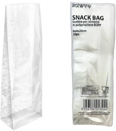 SWEEPING Buste Trasparenti in Polipropilene,Sacchetti per Caramelle ed Alimenti,60pz - cm 6x4X20