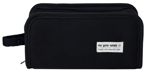 Torytoe Federmäppchen, Große Kapazität Mäppchen 5 Fächer Doppelseitig Federtasche Reißverschluss Etui Schule Jungen Tragbar Federmappe Mädchen für Schulsachen Büro und Make-up (Schwarz)