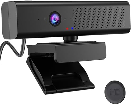 CofunKool Full 1080P HD 3-in-1 Webcam: Camera and Speaker for Desktop Computer with Built-in 4 Microphones, External USB Web Cam with Magnetic Privacy Cover and Mute for Laptop, Streaming, Conference