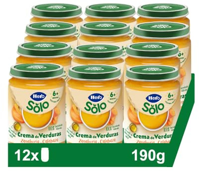 Hero Solo, Tarrito Verduras Bebé, Zanahoria Calabaza con Aceite de Oliva Virgen Extra, Sin Sal Añadida ni Conservantes, 190g x 12U, Para Bebés Desde 6 Meses