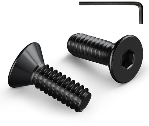 Wavanta 20Pcs M4 Bolts, M4 X 20mm Black Countersunk Bolts Screws | Flat Head Hex Socket Cap Screws, 304 Stainless Steel, Full Thread, with Hex Spanner