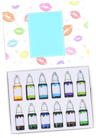 FOMIYES 12pcs Plant Based Lip Gloss Pigment Set for DIY Lipstick Lip Balm Custom Colorant Liquid Cosmetic Dyes in Green Cool Tones High Glossy Oil Based Makeup Pigments for Women