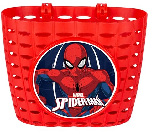 Marvel Spider-Man Panier de Guidon pour Enfants, Panier pour garçons pour vélo, Trottinette 20x15x16 cm (A)