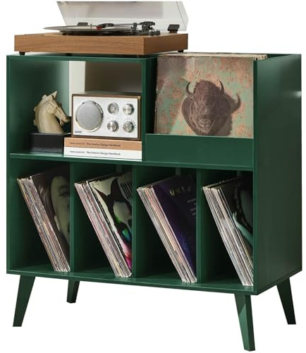 Großer Plattenständer mit Aufbewahrung,Plattenspieler-Ständer mit Ablage,Vinylplatten-Halterung mit Präsentationsfläche,Plattenständer für bis zu 300 Alben, Plattenregal für Musikzimmer und Wohnzimmer
