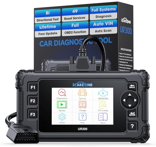 ICARZONE UR300 Auto Diagnostica, Diagnosi Auto Professionale in Italiano per Tutti i Sistemi, 49 Funzioni di Reset, Codifica ECU per BMW/V.A.G, Test Bidirezionale, Auto VIN, Aggiornamento a Vita