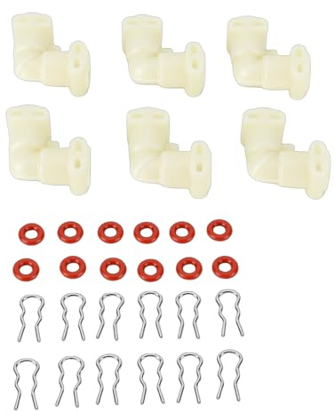 Hiraith 6pcs L Shaped Fluid Connector Replacement for Coffee Machine Water Line Accessories with O Rings Clamps