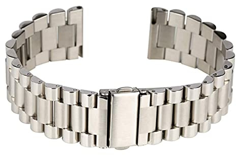 klockarmband, 20/22 mm vikarmband av metall i rostfritt ål med 2 par fjäderstång