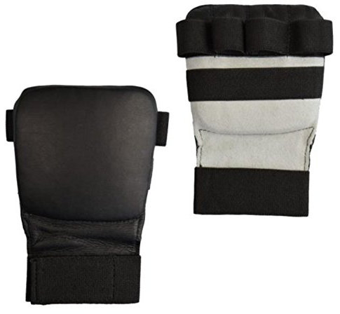 S.B.J - Sportland Faustschützer/Handschutz/Faustschutz für Karate Ju-Jutsu und SV aus Leder schwarz, Gr. XL