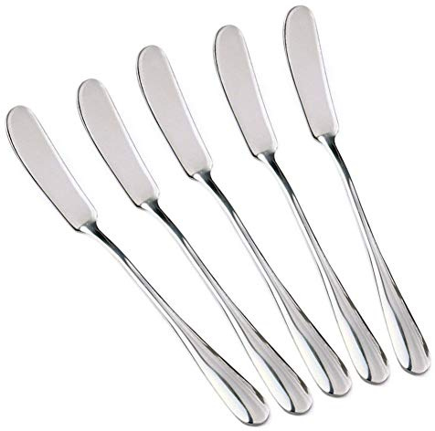 Colorsheng Set of 5 Stainless Steel Butter Knife, Butter applicator, Breakfast Spreads,soft cheeses and jam