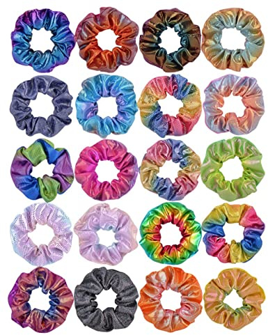 Elastici per capelli grandi, lucidi, metallizzati, confezione da 20 pezzi, elastici per capelli a forma di sirena, accessori per capelli per donne, ragazze e bambini