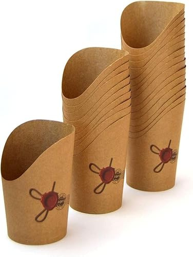 DUE ESSE S.N.C. DI SABATINI ALDO & C. PZ 100 ASTUCCIO PORTA PATATINE E FRITTI IN CARTA + PZ 100 SPIEDINI IN LEGNO CM 15 PER PATATINE E OLIVE ASCOLANE