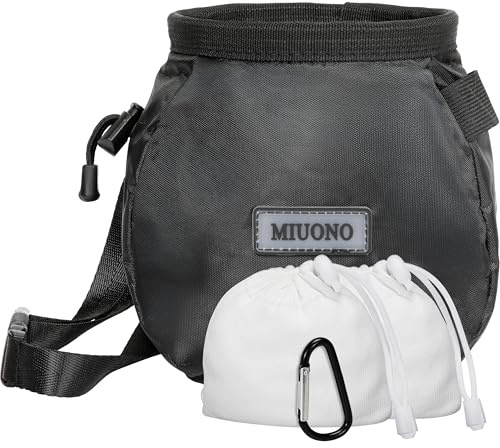 MIUONO Chalk Bag with 2 Chalk Balls, Belt, Carabiner Clip, Brush Loop and Zippered Pocket for Climbing, Bouldering, Gymnastics, Cross Fit and Lifting