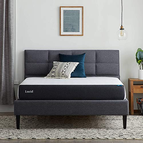 LUCID Euro Single (90 x 200 cm) Gel-Memory-Foam 20 cm Matratze – mittleres Gefühl – Gel-Infusion – atmungsaktiver Bezug – Bett in Einer Box – Rollmatratze – 90 x 180 x 20 cm – Anpassungsschaum – Weiß