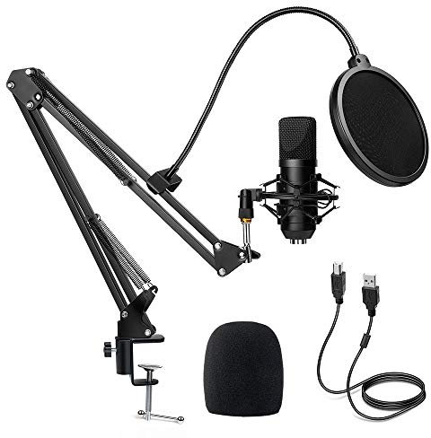 Diealles Shine Microfono a Condensatore, 192KHz/24Bit USB Microfono con Filtro Antipop, Supporto Regolabile per Podcast, Youtube, Compatibile con PS4