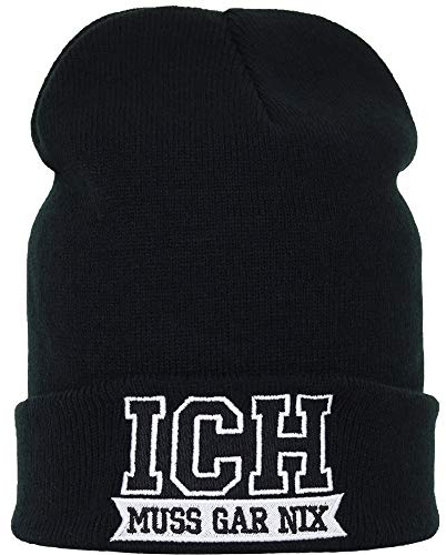 Stickad mössa: Jag måste Garnix streetwear vinter/ullmössa/huva herr/dam/tonåring unisex sjömansmössa/rullmössa/arbetsmössa svart lång beanie mössa en storlek cyklist/rocker pension/pensionering