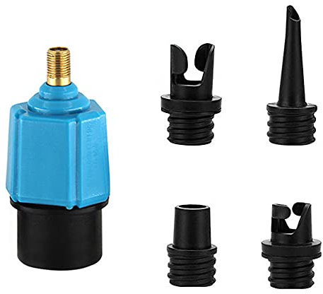 Tiardey Kompressor zu aufblasbares Pumpenventil,aufblasbarer Ventiladapter mit 4 Düsen für aufblasbare Luftmatratze,Schwimmring/Pool,aufblasbares Bett/Sofa,Boot,Kajak - Blau