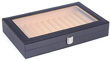 TIXBYGO Stiftebox mit Anzeigefenster Stifte Sammelbox aus Flanell Stifthalterbox Füllfederhalter Organizer Box Holz Penbox für 12 Stifte Schreibgeräte