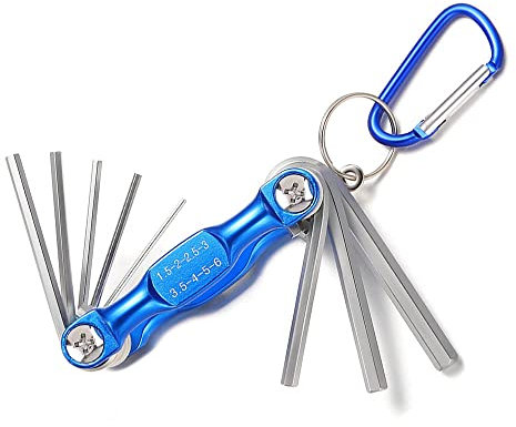 selcouth yyds Allen Key Set,Folding Hex Key Set with Carabiner(8 Piece Set,1.5-6.0mm)