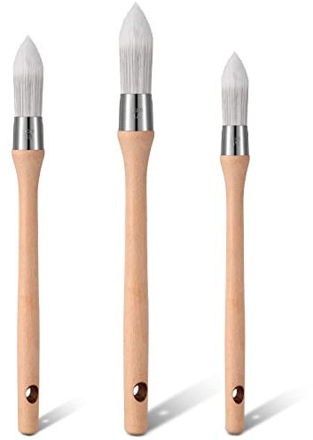 3 Stück Rund Lackierpinsel Spitz Fein Malerpinsel Fensterrahmen Lackierpinsel Edelstahl Bogen Ringpinsel Zum Fenstern und Türen Profilen mit Farben auf Öl und Wasserbasis