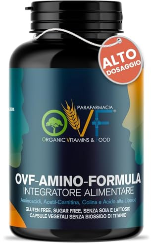 OVF Amino Formula, Integratore Aminoacidi Essenziali per la Massa Muscolare e il recupero degli Sportivi. 120 Capsule Vegetali Made in Italy