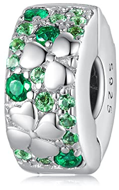Stopper Clip Bead für Pandora Armbänder-925 Sterlingsilber Blatt Zirkonia Spacer Stopper Bead Charm mit Schmuckkästchen