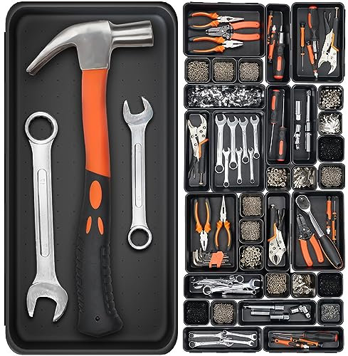 Lot de 46 Boîtes Caisse a Outil Organisateur Tiroir, Grande Taille 30cm, 5 Tailles, pour Vis, Outils, Bricolage, Servante d'Atelier Boite de Caisse Rangement, Rangement et Organisation de Etabli