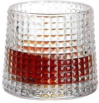 Bicchieri da whisky girevoli per cocktail, rum, bourbon, cognac, vodka e liquore, bicchieri da whisky per bar, feste e casa, regali per uomini (maglia)