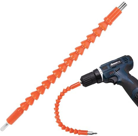 Roucerlin 1 Pack Flexible Bendable Drill Bit Extension, 11.6 Inch Superbit Screwdriver Flexible, Magnetic Drill Extension Bit Holder Flex Shaft Tool for Computer Chassis at Various Angle (Orange)
