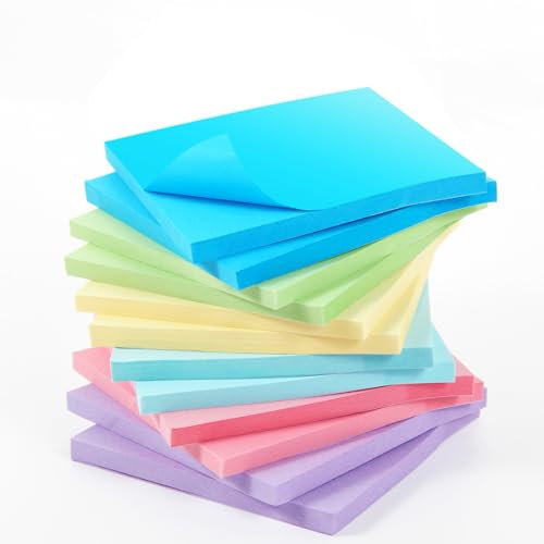 Aotfusd 600 Stück Haftnotizen Klebezettel, Sticky Notes 76x76mm, Notizzettel Bunt Selbstklebende Klebezettel Wiederaufklebbar, für Schule, Zuhause, Büro