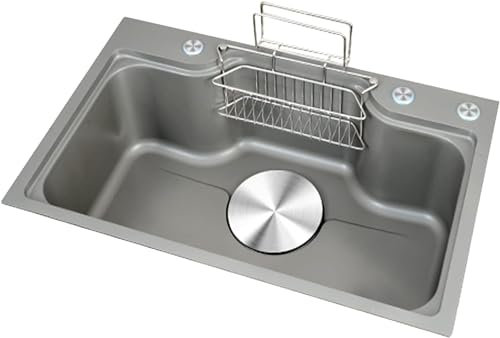 CATANK Küchenspüle Edelstahl Japanische Küchenspüle Haushalt Großes einzelnes Nano-Gemüsebecken Verdicktes Unterbauwaschbecken