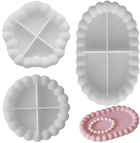 3 Stück Silikonform Tablett, Silikonform Bubble Untersetzer Harz Resin, Oval Resin Gießformen Tablett, Epoxidharz Formen für DIY Bastelprojekte Heimdekoration Untersetzer